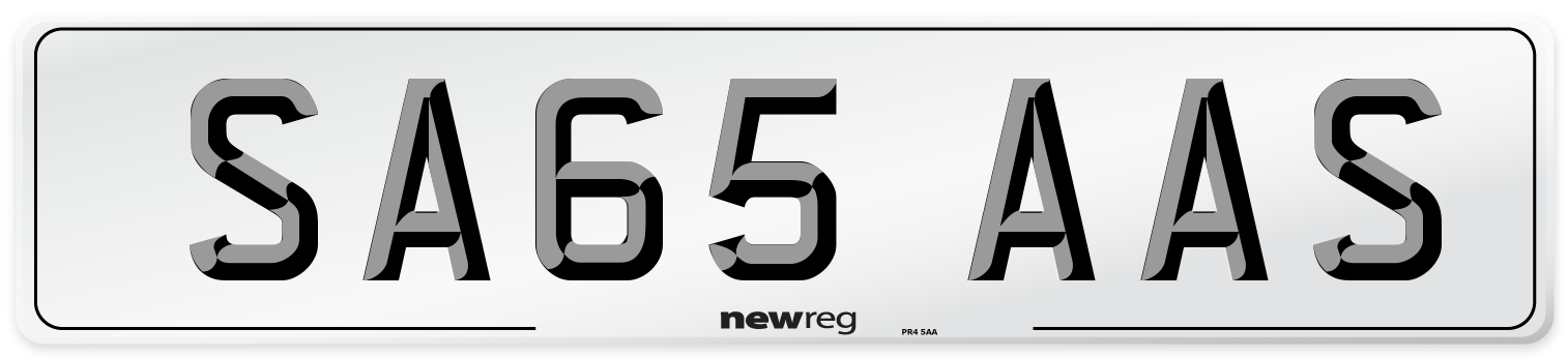 SA65 AAS Number Plate from New Reg